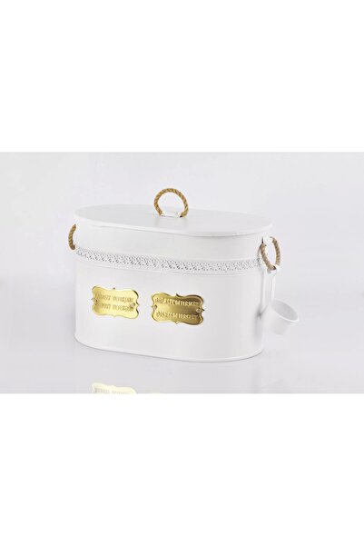 Evistro Metal Deterjan Saklama Kovası 2 Bölmeli Ölçekli Beyaz