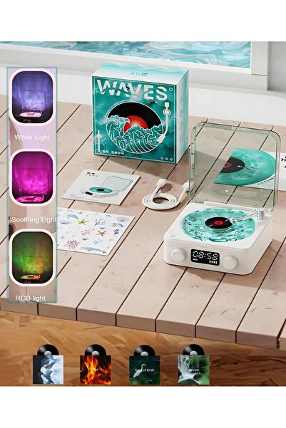 Genel Markalar Waves Nostalji Plak Görünümlü Bluetooth Hoparlör 3D Ses Dalgas...