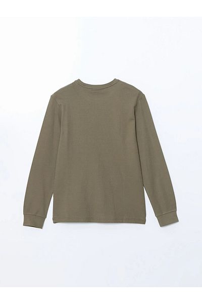 LC Waikiki Ανδρικό φούτερ LCWAIKIKI Classic Khaki Crew με μακρύ μανίκι