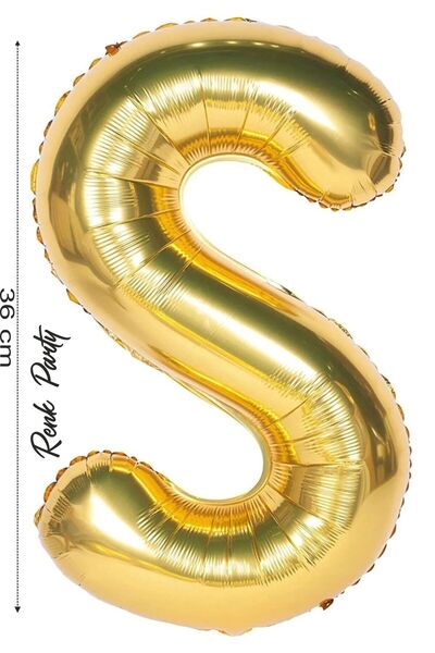 renk party Foil Balloon Letter S Helium Balloon 36 cm Gold Color - Letter S B...