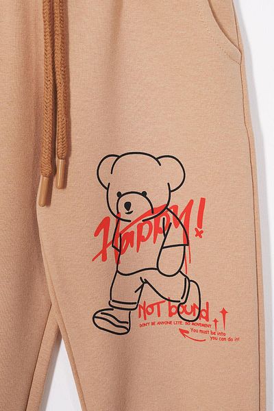 zepkids Αγόρι φόρμα μονό κάτω με στάμπα Happy Teddy Bear