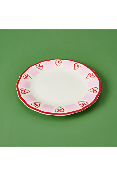 Evidea Kitchen Love Pasta Tabağı - Pembe / Beyaz - 20 cm