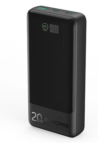 RavPower PD Pioneer 20W 3 Ports Power Bank with Smart Digital Display (20000mAh)
