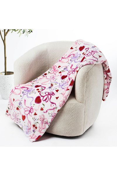 Orange Bed & Bath SUPER SOFT BOWS AND HEARTS  Blanket 152 × 178 cm