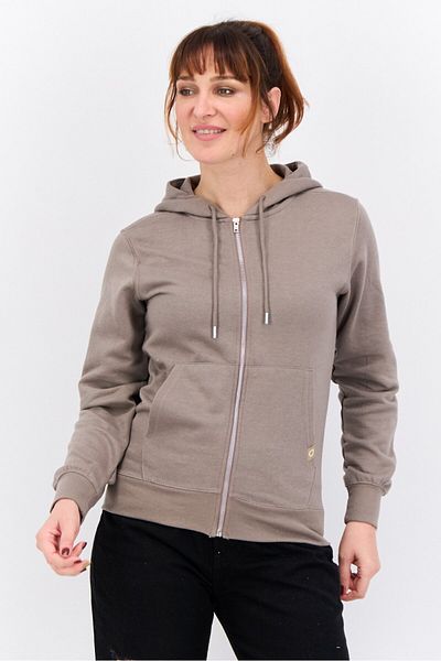 Juice Women Hooded Brand Logo Long Sleeve Sweatshirt, Khaki