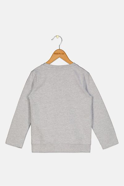 Disney Kids Girl Crew Neck Long Sleeves Graphic Print Sweatshirt, Grey