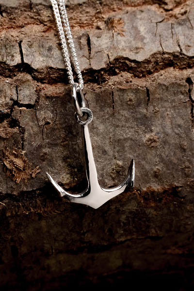 Ebrar Silver Gümüş Çapa Kolye 925 Ayar Gümüş Parlak Çapa Figürlü Erkek Kolye