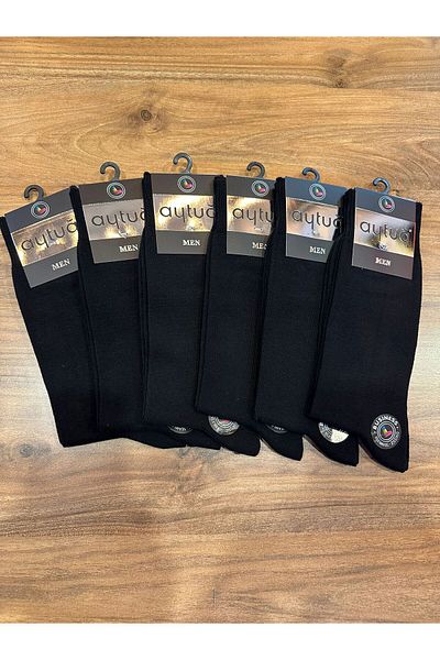 Aytuğ Busines Men's Cotton Seamless Socks Black 6 Pack