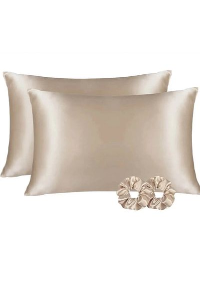 GERCELLA Nadide Luxury Silk Satin Beauty - 2 Pieces Cream Pillowcases (50X70Cm) Home Textiles