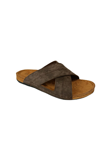 BENTO 63007 Brown Men's Daily Cross Slippers