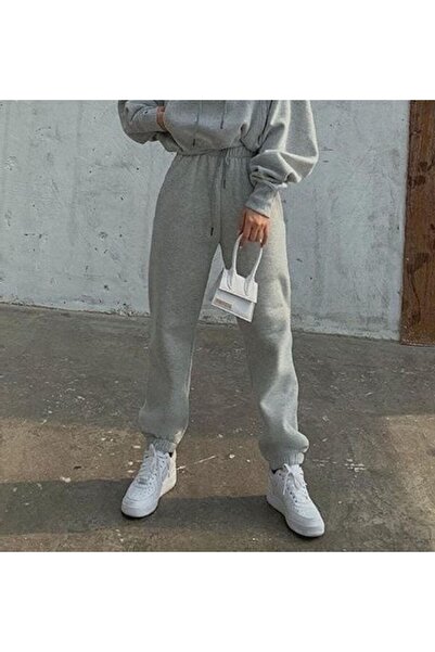 THE WHITE Γυναικείο χειμερινό ανοιχτό γκρι λαστιχένιο παντελόνι