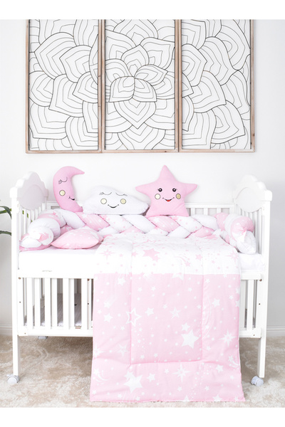 Fun Moment 7-piece baby cot bedspread with snail partitions