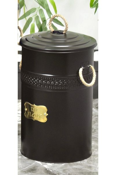 Evistro Metal 16 Liter Large Flour Pulses Bucket Black