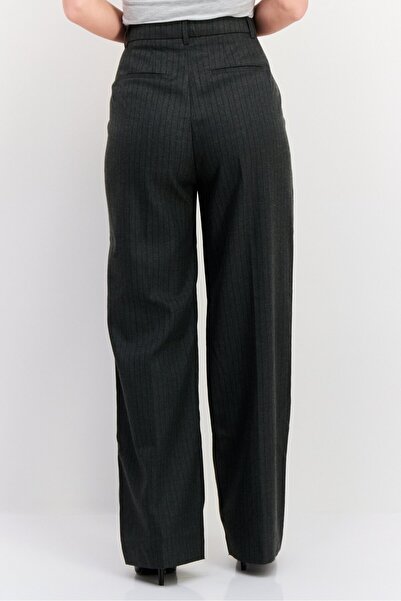 Scotch & Soda Women Regular Fit Striped Wide Leg Pants, Charcoal