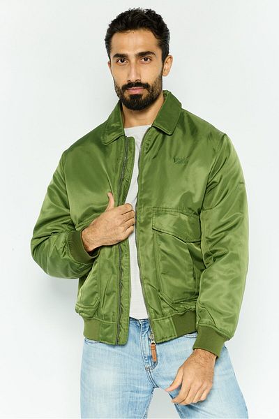 Pepe Jeans Men Embroidered Logo Bomber Jacket, Olive