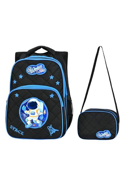 Linea Waddell 3 Compartment Primary School Bag and Lunch Box Astronaut Blue-Black 5046