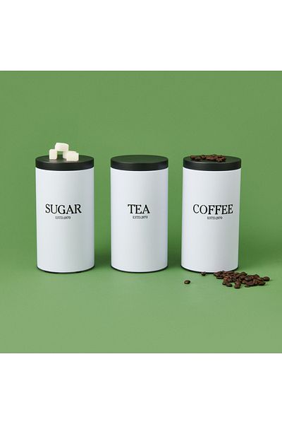 Sarkap Metal 3-Piece Storage Container - White / Black