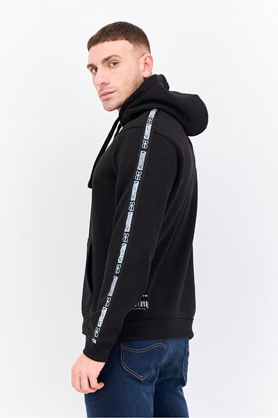 Crosshatch Men Brand Logo Long Sleeves Hooded, Black