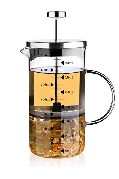 ELEGANCEV DİREK ATEŞE DAYANIKLI FRENCH PRESS-FİLTRE KAHVE BARDAĞI-ÖLÇÜ KABI-7...