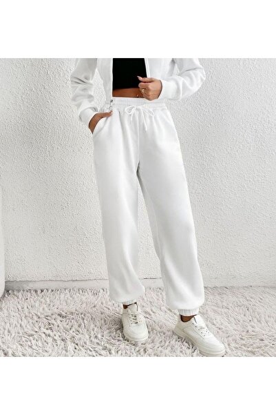 THE WHITE Γυναικείο λευκό χειμερινό ελαστικό βαμβακερό παντελόνι