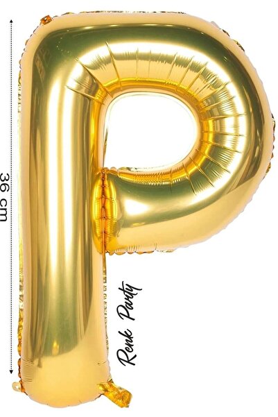 renk party Foil Balloon Letter P Helium Balloon 36 cm Gold Color - Letter P B...