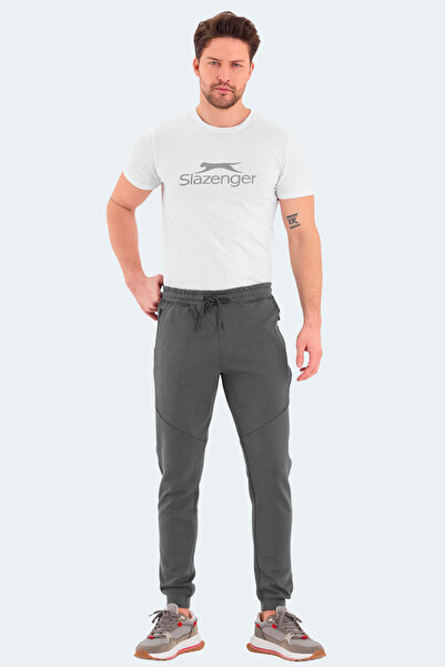 Slazenger VENOM Erkek Fermuar Cepli Dar Paça Koyu Gri Eşofman Altı