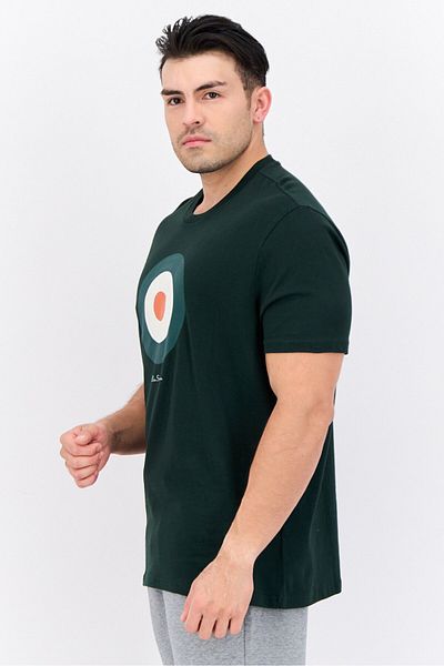 Ben Sherman Men Crew Neck Short Sleeves Brand Logo T-shirt, Dark Green