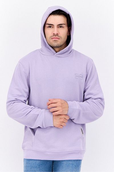 Crosshatch Men Hooded Embroidered Logo Long Sleeves Sweatshirt, Lilac
