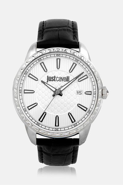 Just Cavalli Men JC1G76L0115 Leather Analog Watches 43 mm, Black
