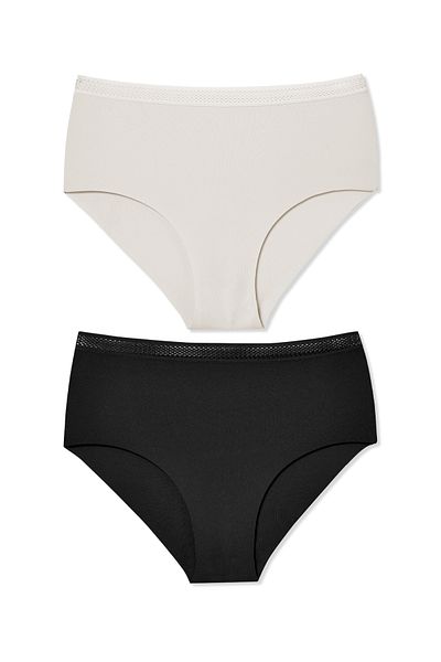 HNX 2 Pack Laser Cut Honeycomb Elastic High Waist Women's Panties