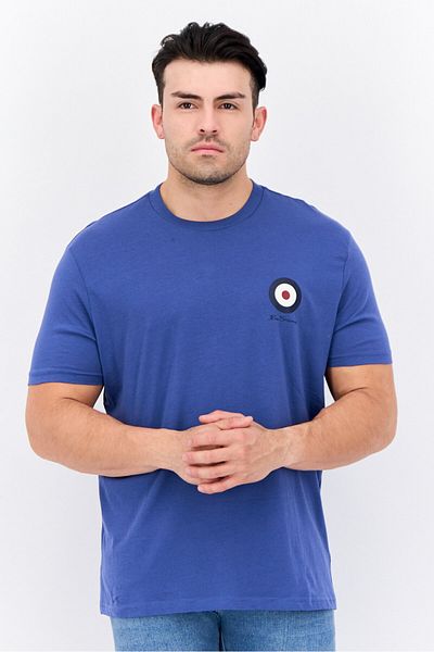 Ben Sherman Men Crew Neck Short Sleeves Brand Logo T-shirt, Slate Blue