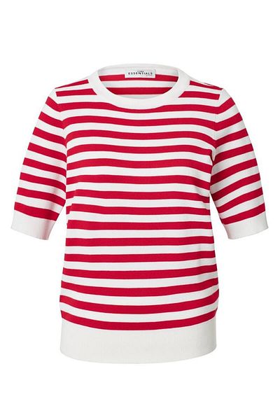 Tchibo Women Round Neck Short Sleeve Stripe Top, White