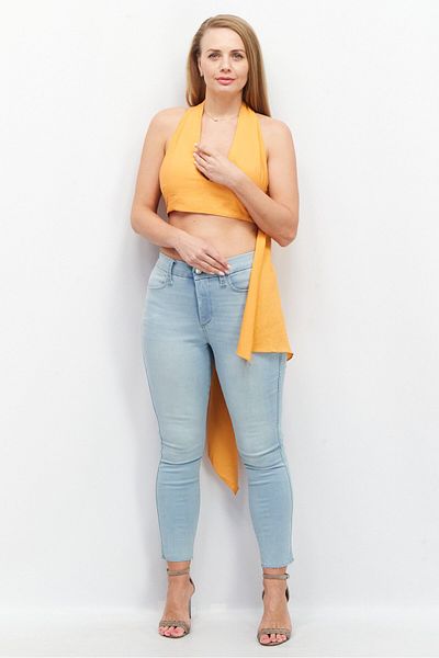 Asos Design Women Halter Neck Sleeveless Crop Top, Orange