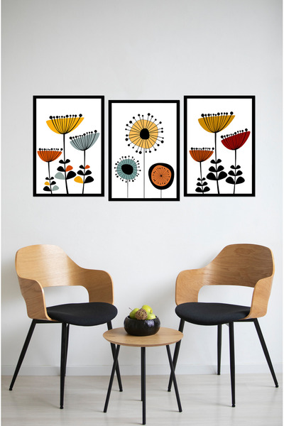 kutuTR Dekorize Mdf Tablo Seti 3 Parça 3 Mm - Salon Oturma Odası Için Bohem D...