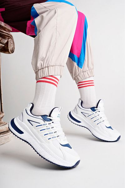 McDark White Navy Blue Unisex Daily Sports Sneaker Shoes