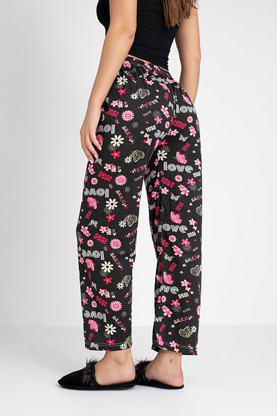 DONEX Cotton Thin Breathable Fabric Ribbon Waist Detail Printed Women's Sleepwear Bottoms Without Pockets