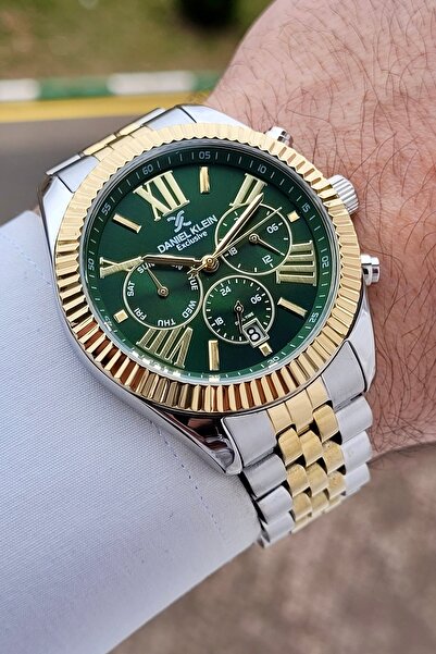 Daniel Klein Kadranı Yeşil Kordonu Altın Gri Renk Ayarlanabilir Kordonlu 42 m...