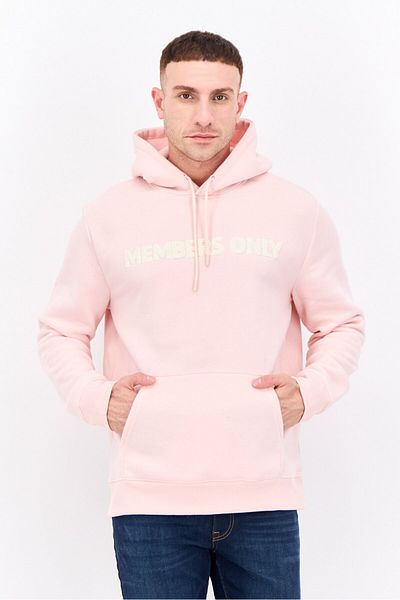 Members Only Men Hooded Embroidered Logo Long Sleeves Sweatshirt, Pink