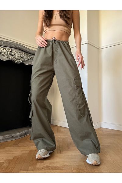 KOTOLOG Y2K Loose Baggy Strap Pocket Detail Unisex Trousers