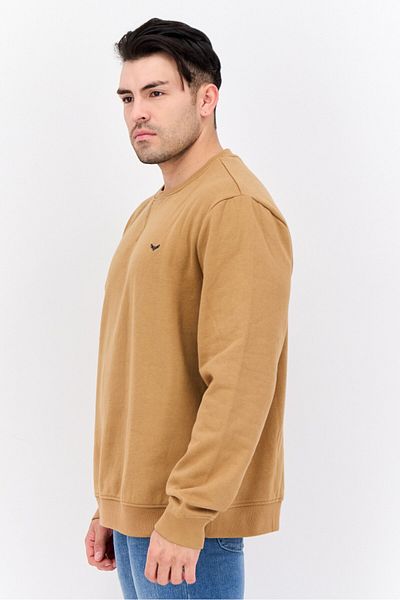 Threadbare Men Crew Neck Embroidered Long Sleeves Sweatshirt, Brown
