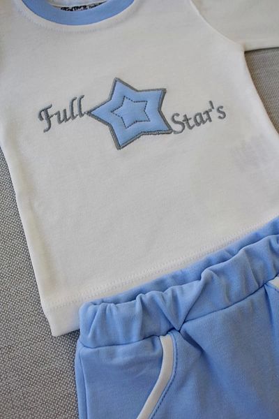 emosavm Blue 3-Piece Sweat Set for Baby Boy - Full Embroidered Hat, Long Sleeve