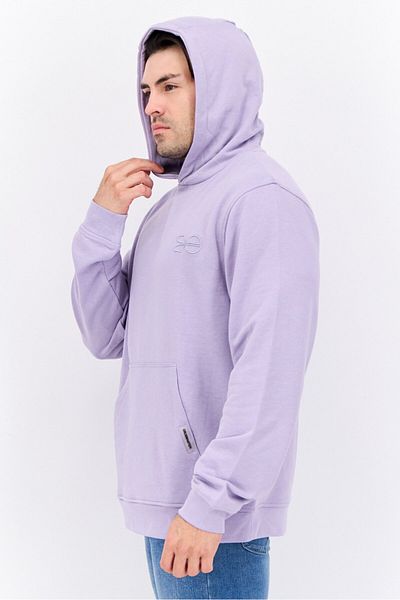 Crosshatch Men Hooded Embroidered Logo Long Sleeves Sweatshirt, Lilac