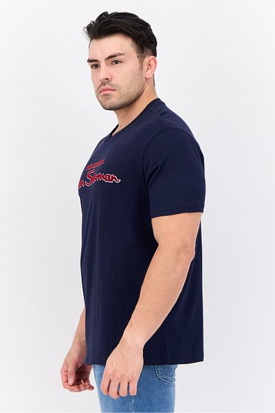 Ben Sherman Men Crew Neck Short Sleeves Brand Logo T-shirt, Navy