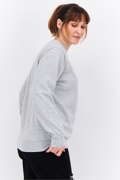 Crosshatch Women Crew Neck Heather Long Sleeves Sweatshirt, Grey