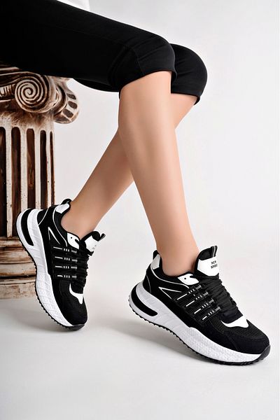 McDark Black White Unisex Daily Sports Sneaker Shoes