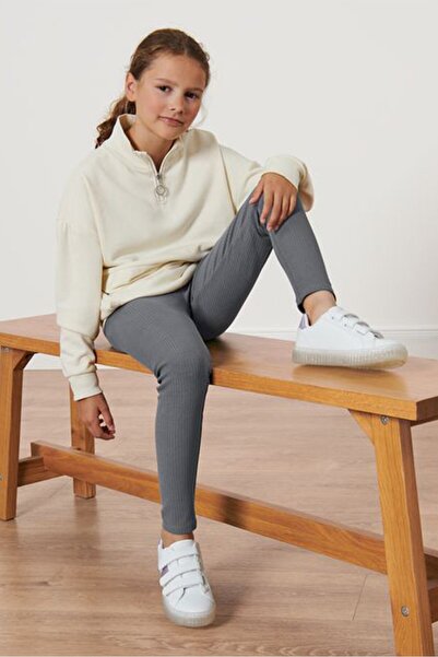 Tchibo Kids Girl 2 Piece Ribbed Pull-On Leggings, Black