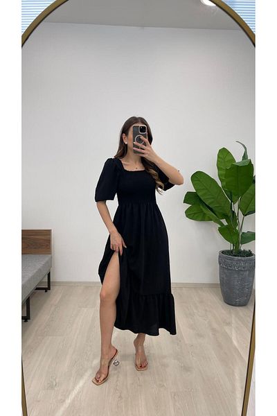 Nazline Women's Short Sleeve Long Dress