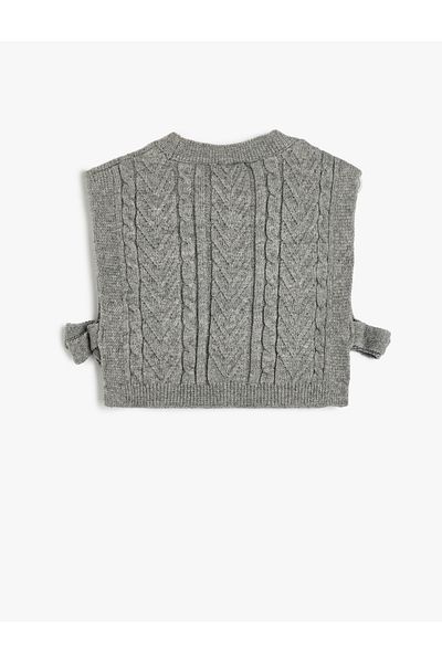 Koton Crew Neck Knitwear Sweater - Sleeveless and Sides Tie