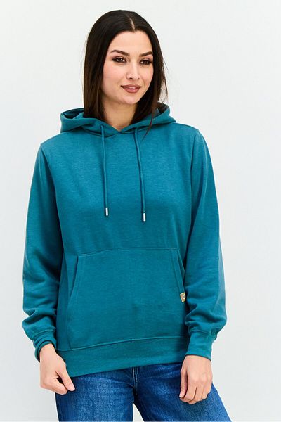 Crosshatch Women Hooded Long Sleeves Solid Sweatshirt, Dark Sage Green