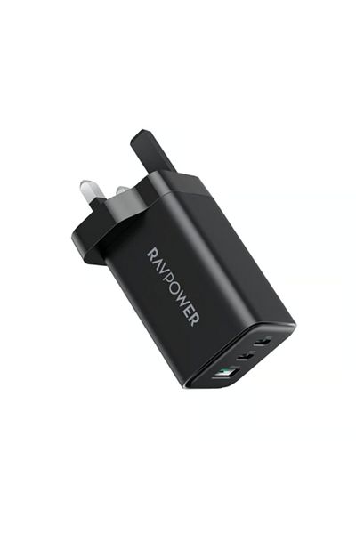 RavPower 65W GaN Tech 3-Ports Wall Charger For Macbook and Laptop, Ipad, Tablets & More